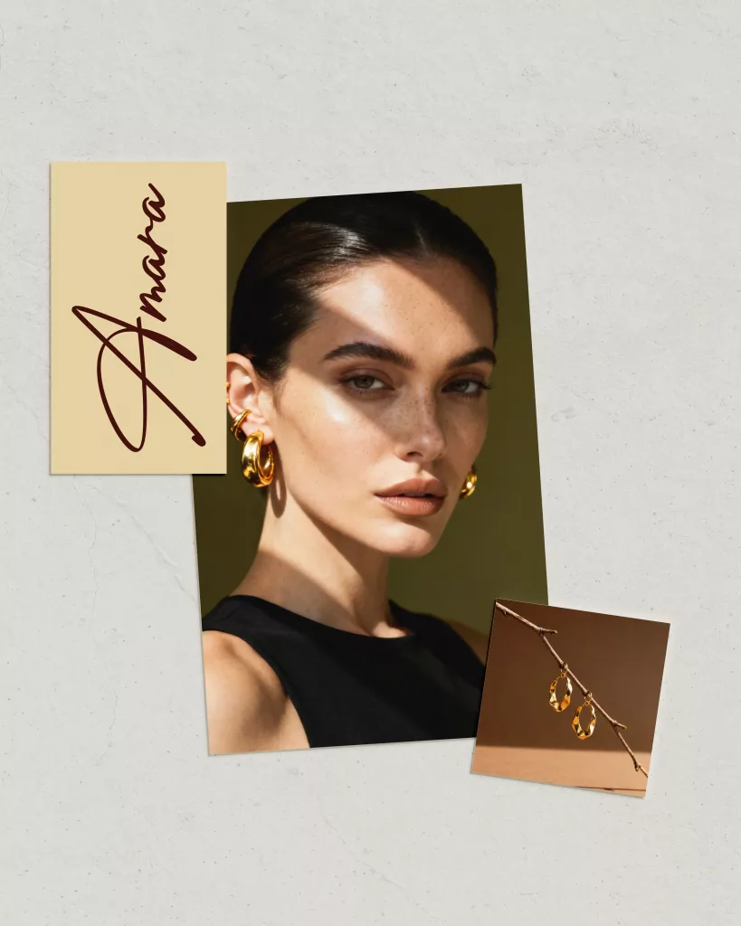 Identité visuelle douce et contemporaine pour la marque Kaia, design typographique bleu sur fond neutre, création par Clemara Studio